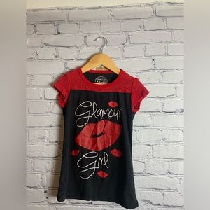 Red and black youth girls top